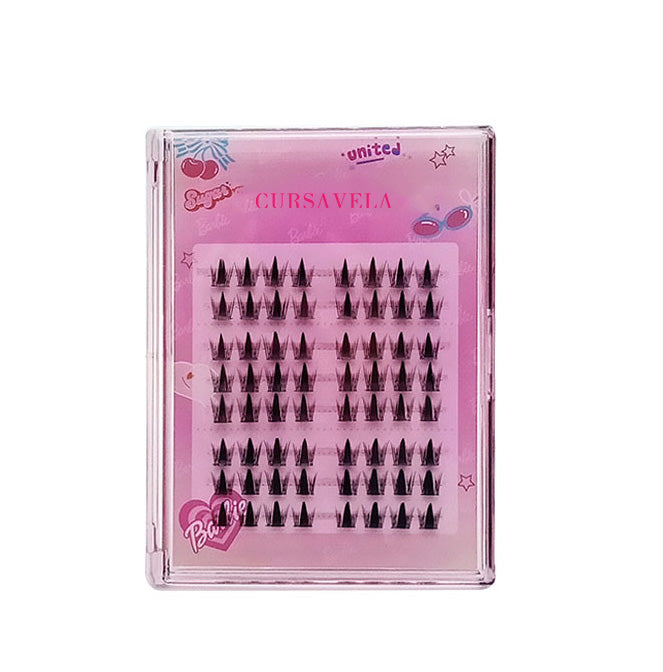 100pcs Mischievous Elf False Eyelashes - High-Volume Natural Clusters, Segment Design, Barbie Manga Style, Camera-Ready for Lazy Beginners