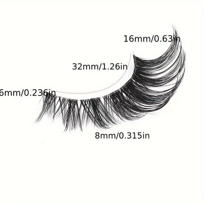 CURSAVELA Fox Eye Wispy Lashes - 5 Pairs Transparent Band 3D Curling Cat Eye Effect