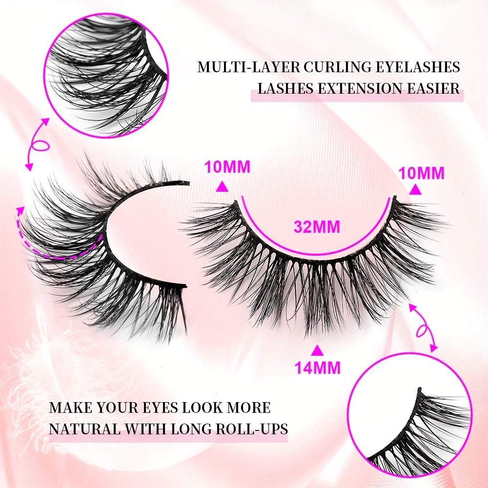 10 Pairs Luxurious 3D Faux Mink Eyelashes - Thick, Fluffy, Natural Volume, Multi-Layered Cross Cluster Design - Reusable & Easy to Apply for Daily Looks