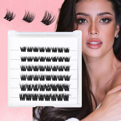 Individual DIY lashes thick, curly and self-bonding false eyelashes. European and American style hot-melt single-cluster false eyelashes that enlarge your eyes.