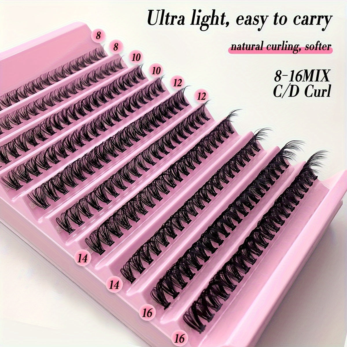 Individual DIY lashes 40D Thick Curling Lashes, 8-16mm Mixed Length, C/D Curl, Lightweight Waterproof DIY Self-Grafting 3D Effect Manga Lashes for Daily Wear