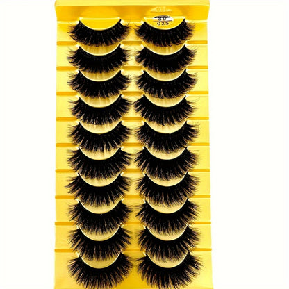 10 Pairs 3D Cat Eye Eyelashes, Fluffy & Soft Cross Style, Natural Manga-Inspired False Lashes for Daily & Glam Makeup