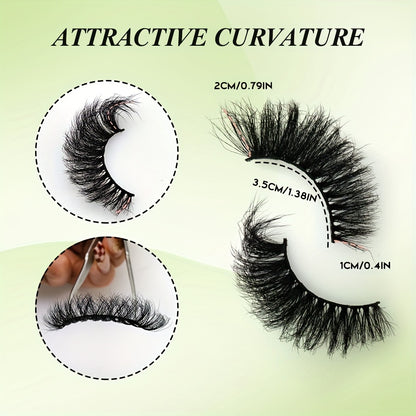 1/2PCS Faux Mink Fluffy Wispy CC Curl 10-18mm Cat Eye 3D Lashes - Natural Halloween False Eyelashes.