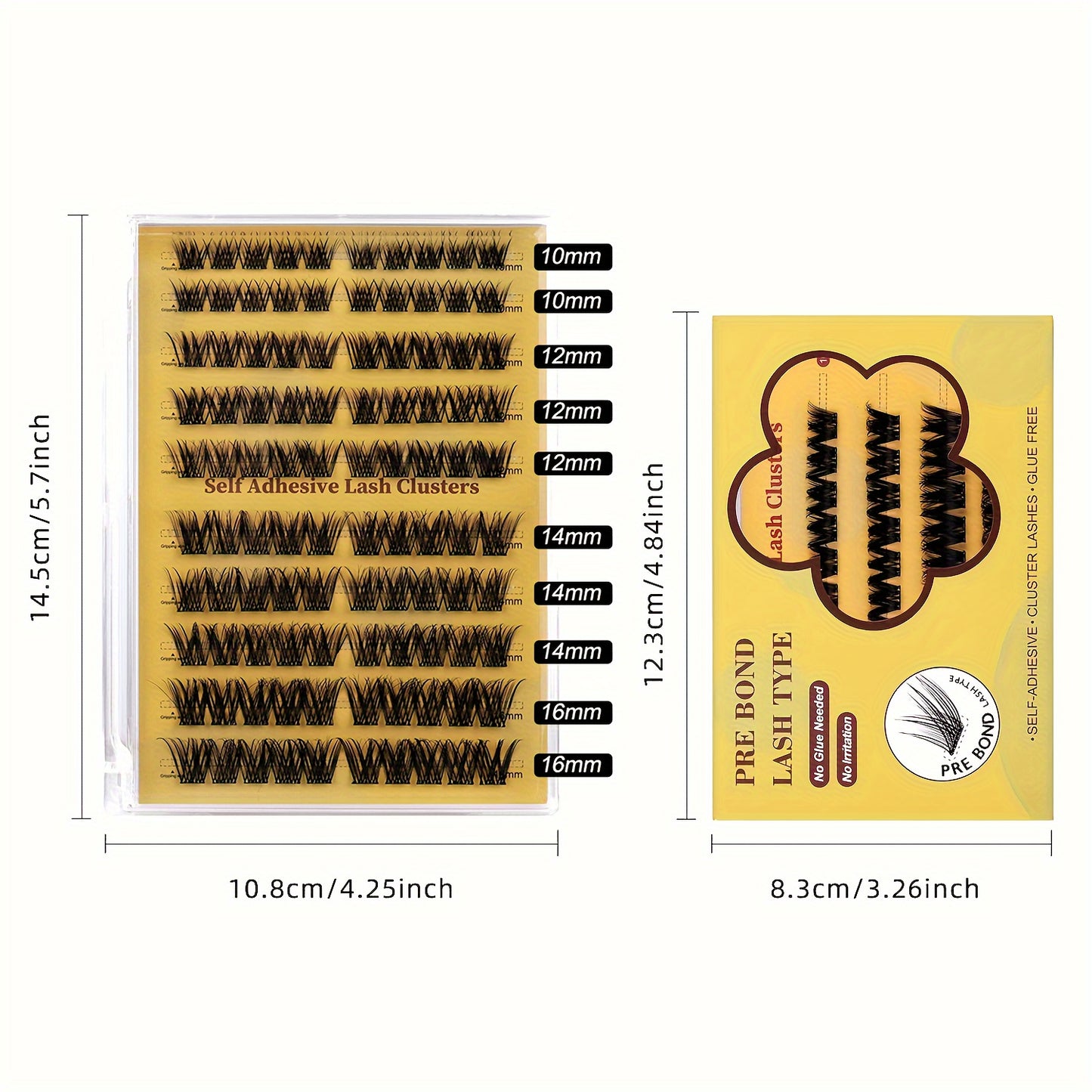 Individual DIY lashes Self-Adhesive Fluffy Cluster Eyelash Extensions - No Glue Needed, 40pcs/100pcs, Dense & Voluminous, 10-16mm Length, Easy Application, Doll & Cat Eye Look