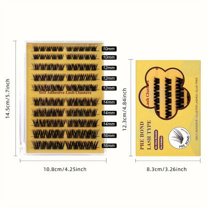 Individual DIY lashes Self-Adhesive Fluffy Cluster Eyelash Extensions - No Glue Needed, 40pcs/100pcs, Dense & Voluminous, 10-16mm Length, Easy Application, Doll & Cat Eye Look