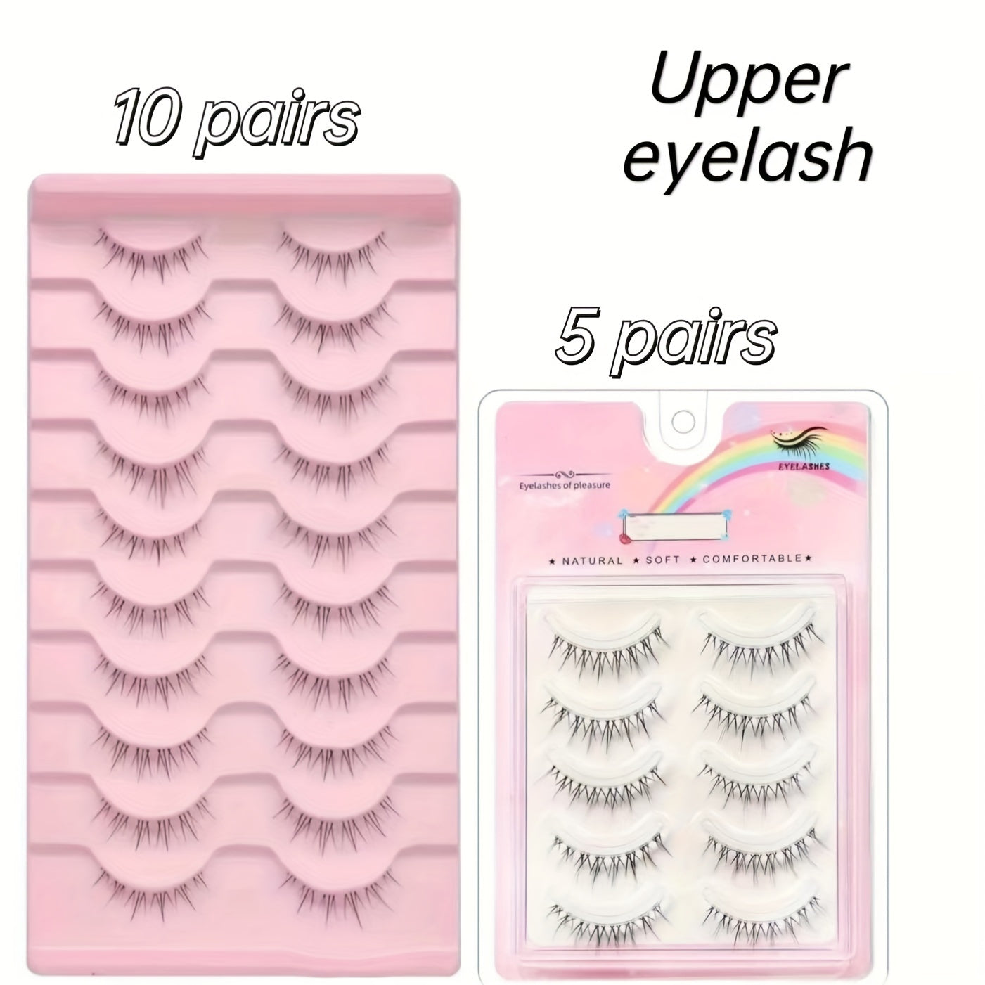 5/10 Pairs Flame Fairy Eyelashes – Manga Crossed, Extra Long, Full, Thick, Slender 3D Fake Lashes, Reusable, Natural Look with Transparent Stem for Party and Club.