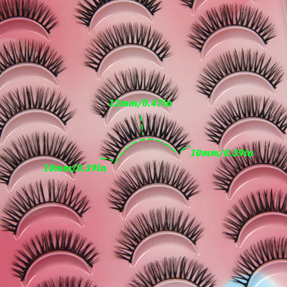 10/14/20 Pairs Natural Wispy Cat Eye Lashes, Crisscross Winged Design for Manga Eye Elongation, Clear Band, Eyelash Extension