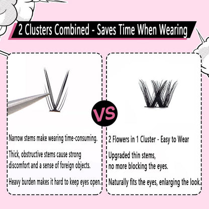 100pcs Lazy Girl Voluminous Large Curl False Eyelashes - Cluster Segment Design, Perfect for Beginners, Natural Mixed-Race Look, Camera-Ready Manga Style