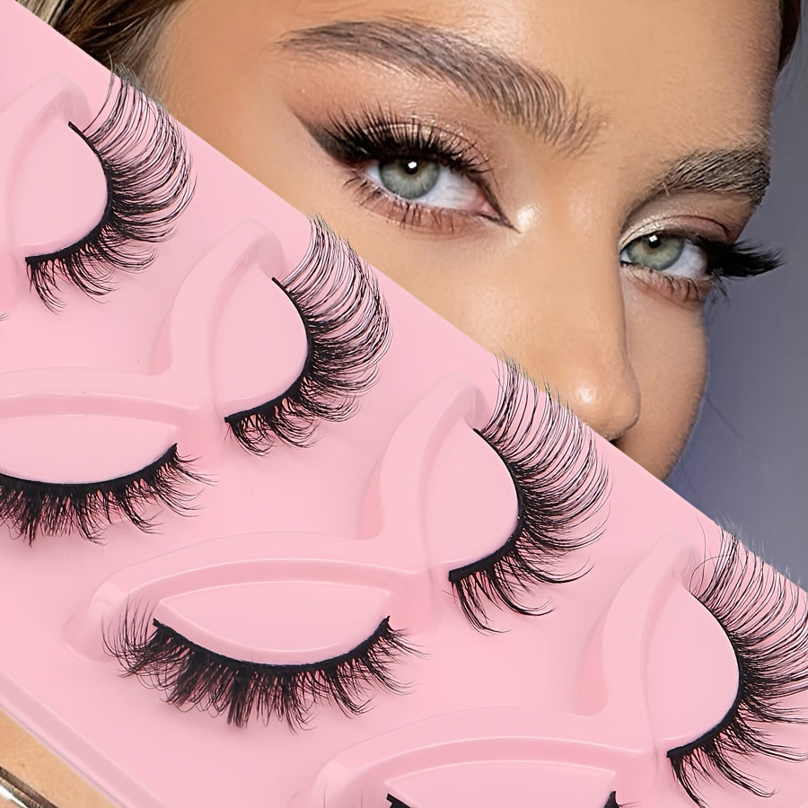 5 Pairs 3D Fluffy False Eyelashes Set, Cat Eye Anime Effect, 0.07mm Thickness, Suitable for Beginners and Dramatic Looks, Halloween Gift, Multi-Style, C Curl, Lengths 6-15mm, Reusable.