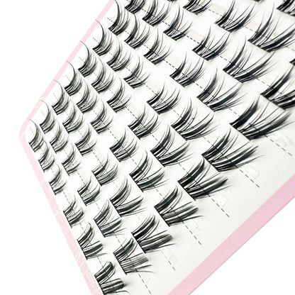 10-Row High-Capacity Cat-Eye Style Natural and Thick False Lashes, Lazy Segment Design, Realistic Single Cluster Manga Lashes