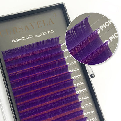 Colorful Eyelashes 100pcs 16 Rows Korean PBT Faux Soft Mink Individual Eyelash Extension Supplies | Professional Natural Russian Volume Lashes