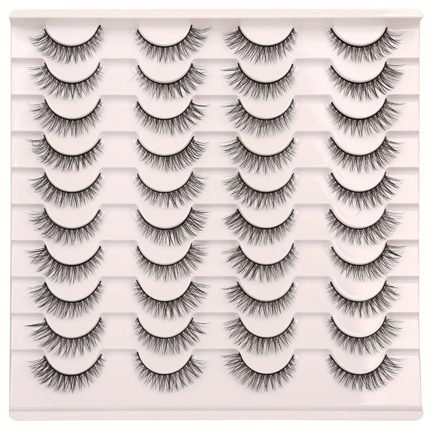 20 Pairs 3D Light Volume Natural Cross Fluffy Cat Eye False Eyelashes | Soft, Reusable, Easy to Apply | Perfect for Everyday Wear or Special Occasions