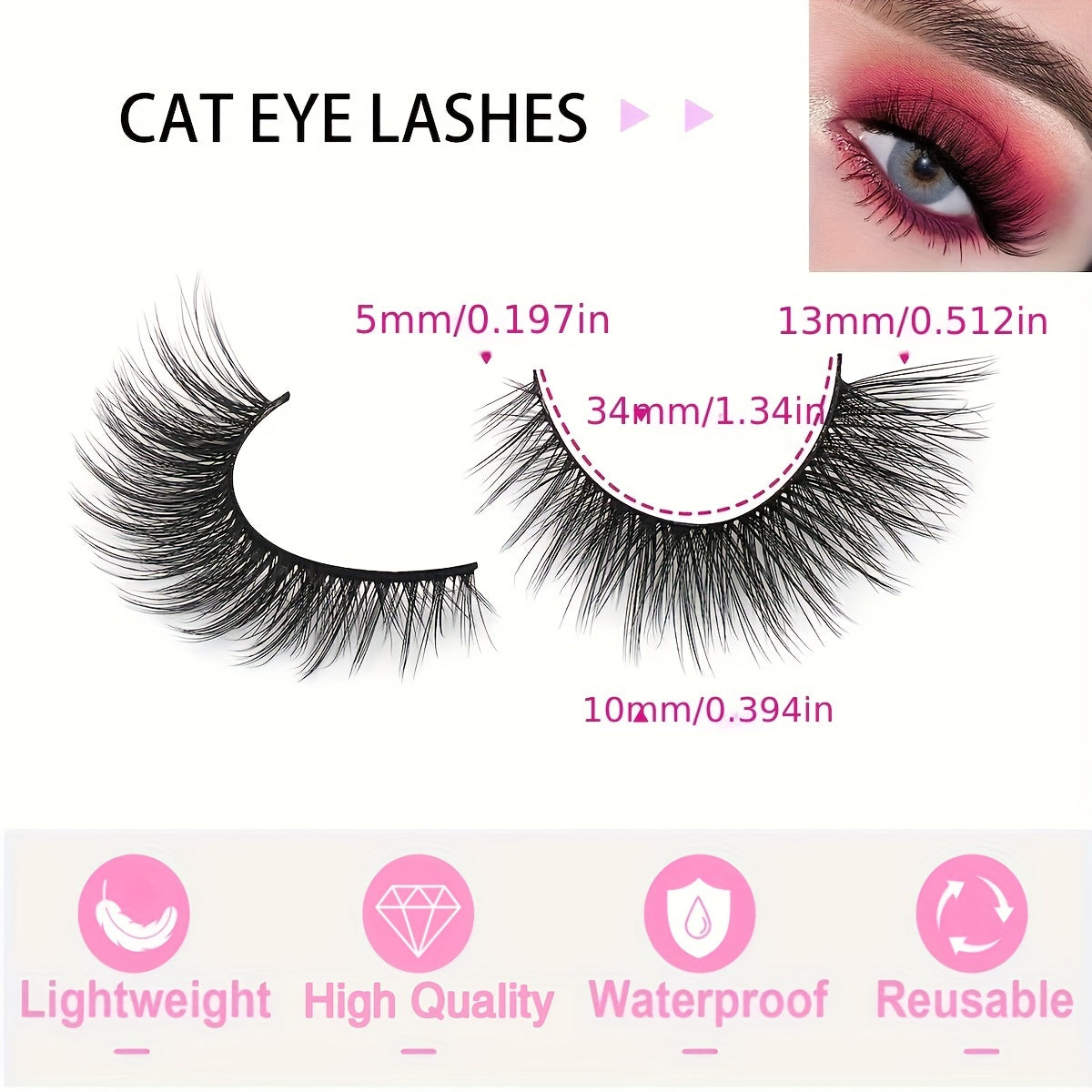 CURSAVELA 10 Pairs Fluffy 3D Faux Mink Eyelashes - Elegant Short Cat Eye Style - Perfect for Women - 13mm