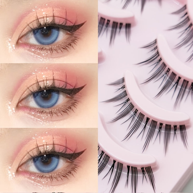 Manga Anime Lashes | Soft Natural Thick False Eyelashes | Pointed Cat Eye Effect | Daily Makeup | Wispy Style