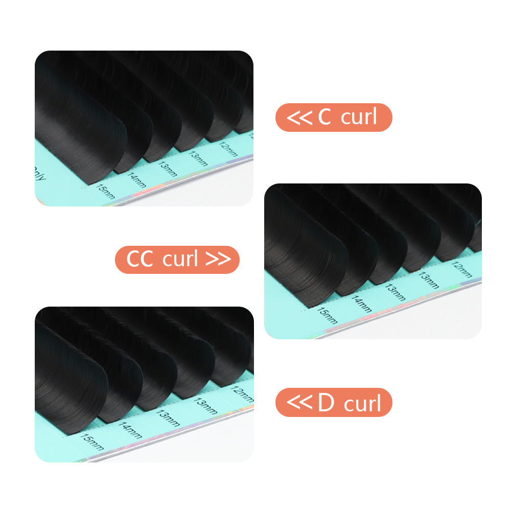 Ellipse Flat Eyelashes CURSAVELA 100pcs C CC D Ellipse Flat False Eyelash Extensions - Matte Split-tips, Fake Eyelashes, Dark Black Flat Ellipse Makeup Lashes.