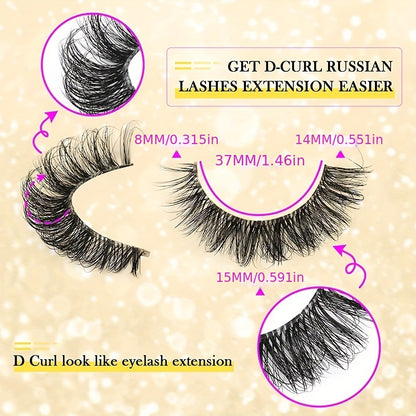 10 Pairs Luxurious 3D Faux Mink Volume False Eyelashes - Soft & Fluffy, Natural Look, Long & Dramatic - Reusable, Must-Have Kit for Glamorous Eyes