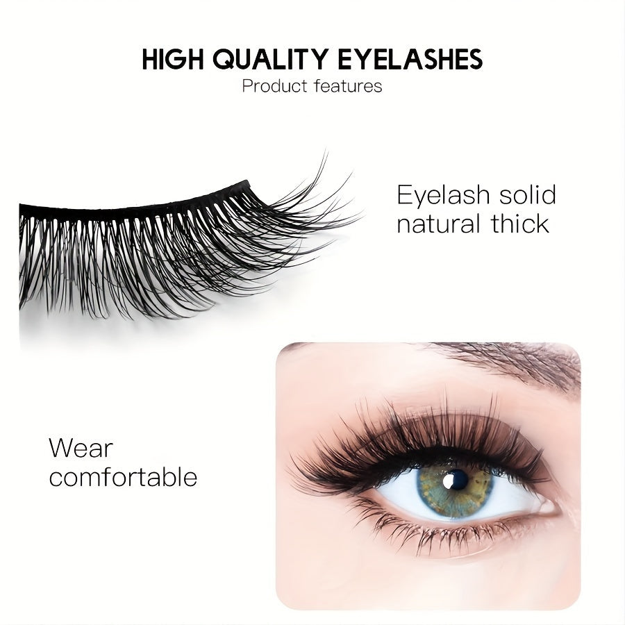 10 Pairs of Luxury Self-Adhesive Eyelashes - Natural Waterproof, Fluffy & Wispy, Lightweight & Long-Lasting.