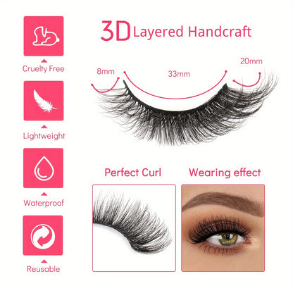 50Pairs/5 Pack Fluffy False Eyelashes Wispy Lashes 3D Volume Strip Lashes D Curl Fake Eyelashes Bulk Faux Mink Eyelashes for Halloween