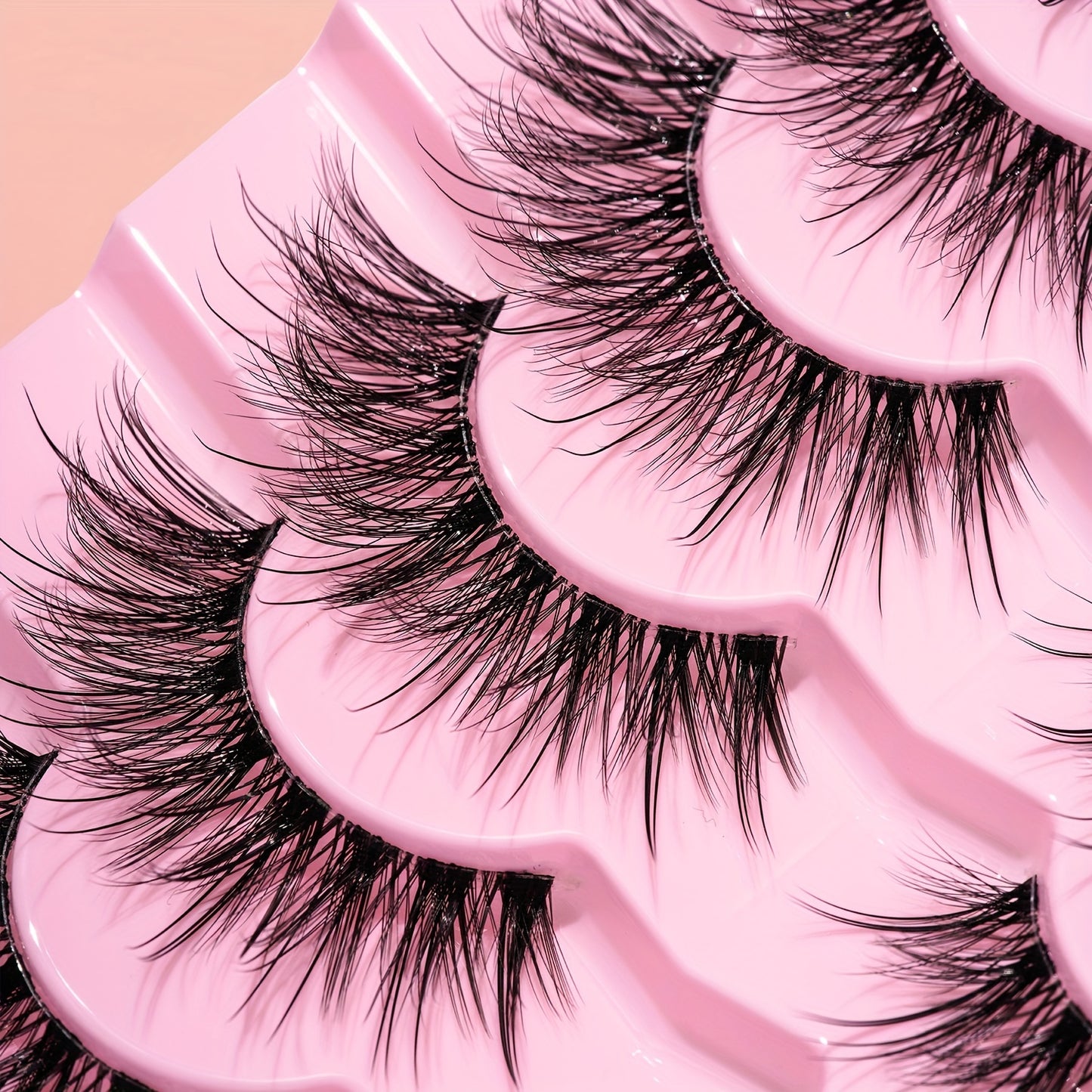 CURSAVELA 7 Pairs of Natural Long Transparent Stem Cat Eye False Eyelashes, Ideal for Fairy and K-pop Inspired Looks