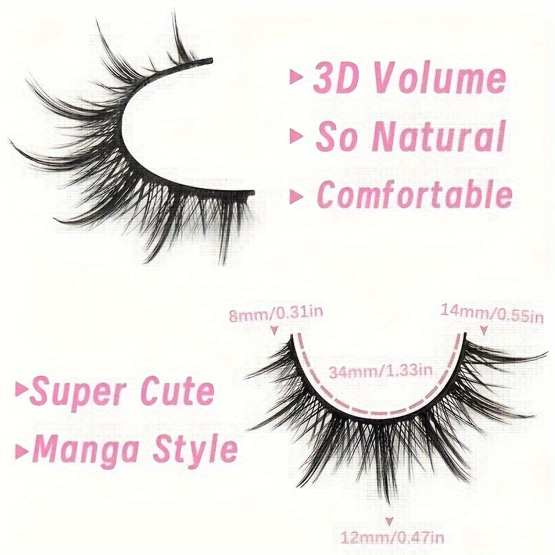 10 Pairs of Manga Doll Eye Lashes - Multilayer Natural Cross Thick Curling False Eyelashes for Beautiful Fashion Makeup