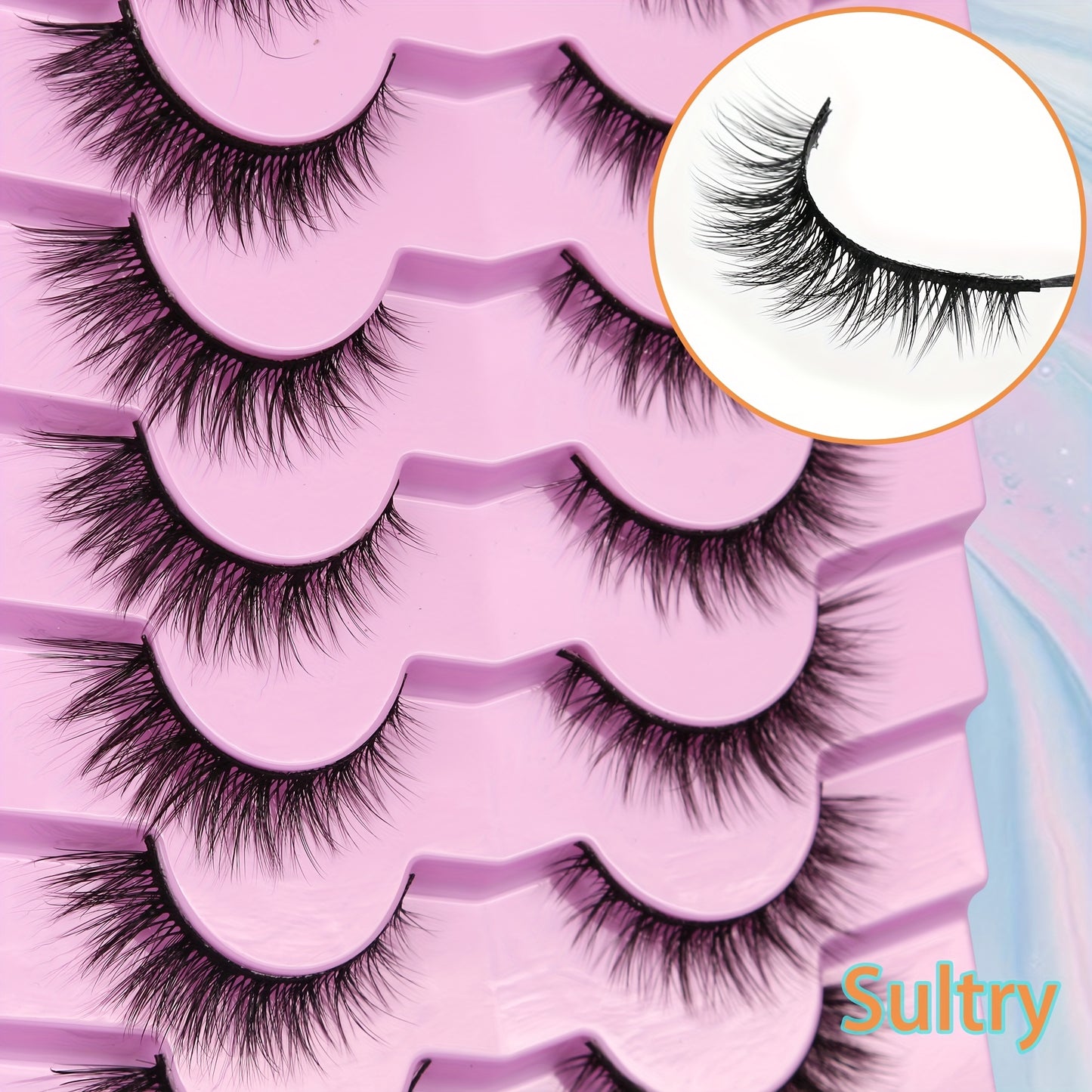 7 Pairs of 8D Fluffy Faux Mink Short Natural False Eyelashes – Dramatic Wispy Effect for Stunning Eye Look