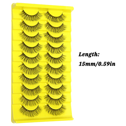 3/10 Pairs Half Eyelashes - 3D Natural Full Cat Eye Faux Lashes, False Eyelash Extensions for Stunning Eye Makeup