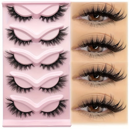 100PCS 5 Pairs/Pack Cat Eye False Eyelashes, Fox Eye Angel Faux Mink Mega Lashes, Fluffy Fake Eyelashes, 6D Eye Lashes, Natural Look.”