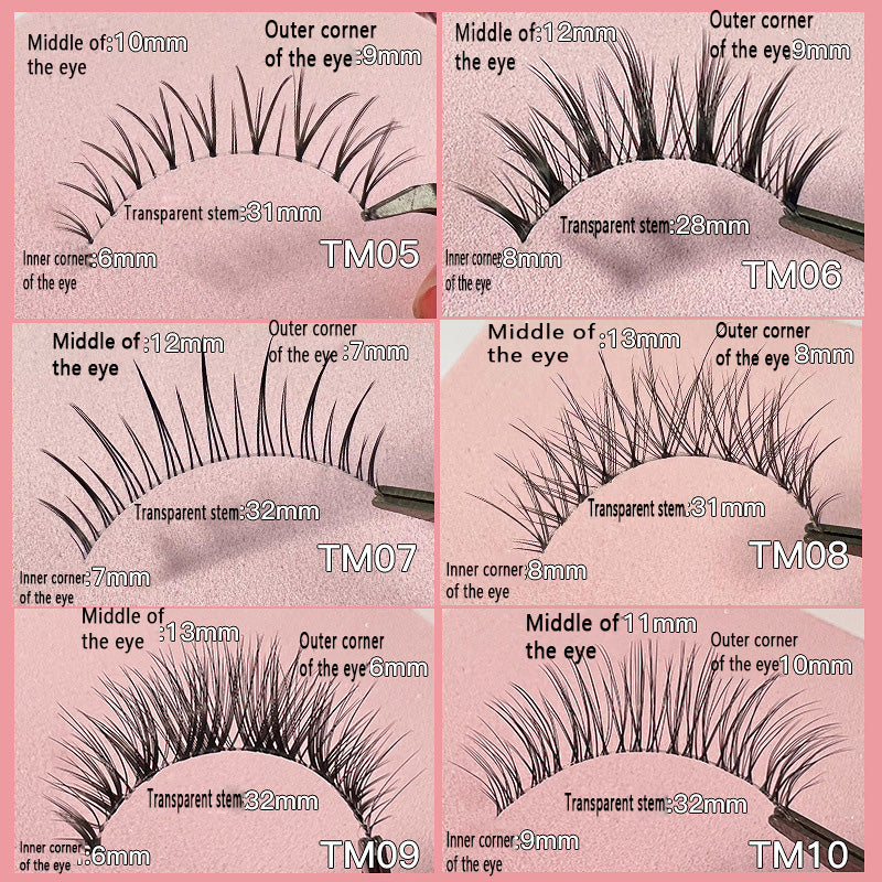 100PCS 10 Pairs Wholesale of Little Devil False Eyelashes with Naturally Tapered, Lightweight, Transparent Fishing Line Stems and Fairy Lashes