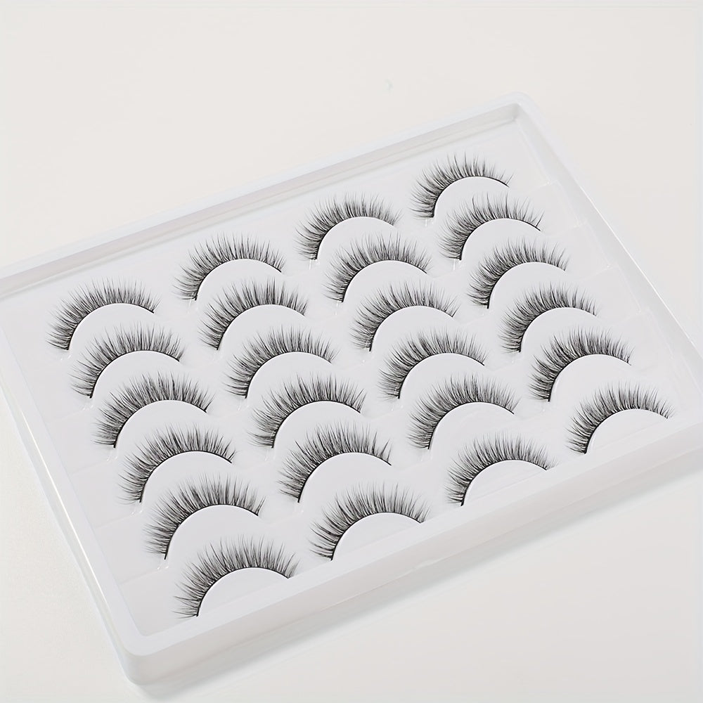 12 Pair Wispy 3D Mink Lashes - 11mm Natural Looking, Fluffy, Handmade, Reusable False Eyelashes for Daily Wear