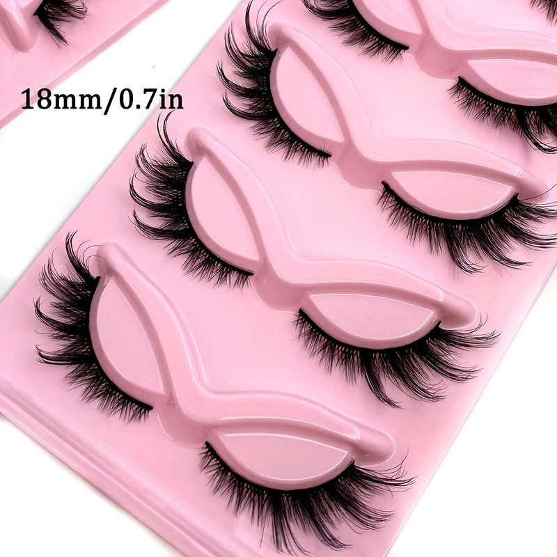 CURSAVELA 5 Pairs 9D Fox Eye Wispy Lashes - Fluffy Faux Mink Cat Eye Spiky Fairy Lashes