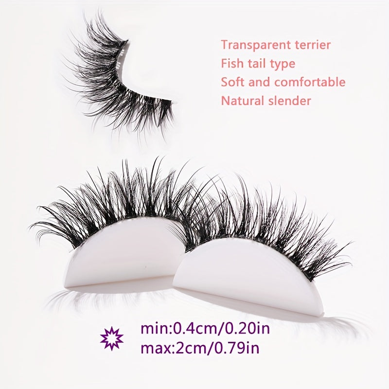 7 Pairs of Natural Long Fish Tail Cat Eye False Eyelashes – Transparent Design for Cute Fairy Cat Eye Look, Perfect for Girl Group & Imitation Makeup