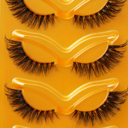 CURSAVELA 5 Pairs Fox Eye Lashes - Thick, Fluffy, Natural Look with Transparent Band, Cat Eye Style for Bold & Charming Eyes