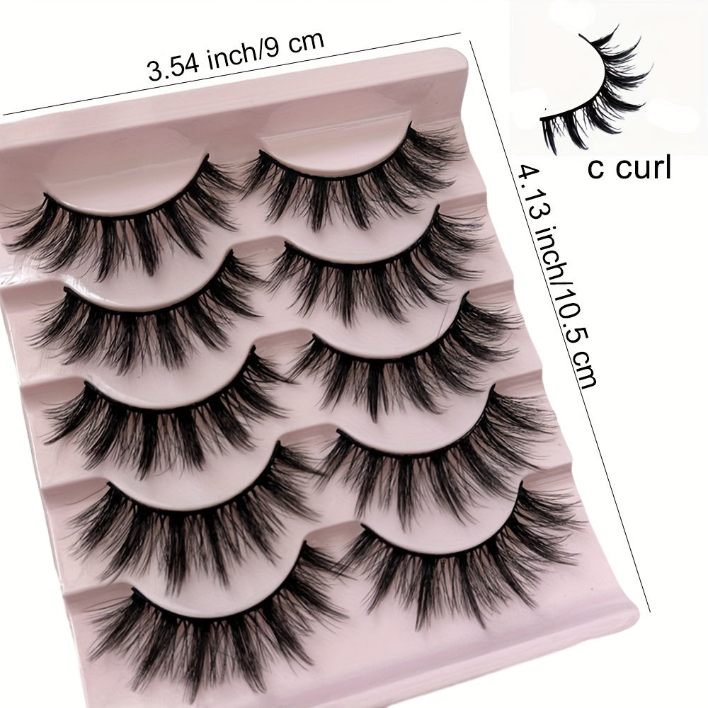 5 Pairs Dramatic Manga Lashes, 3D Wispy Cross Style, Reusable & Lightweight for Anime-Inspired Look