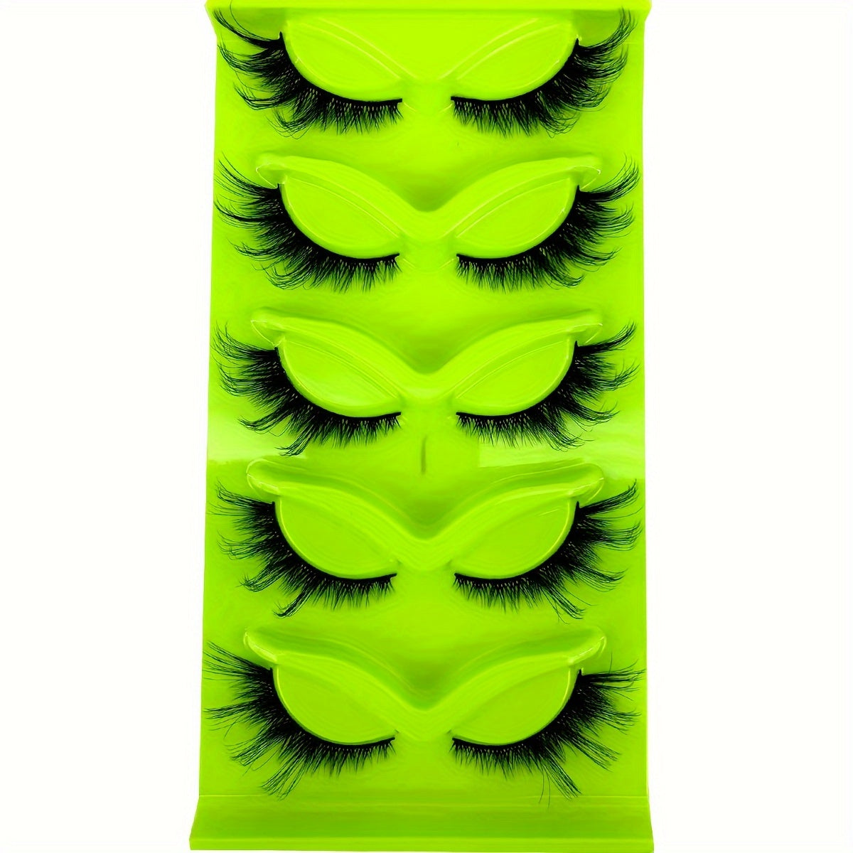 CURSAVELA 5 Pairs C Curl,D Curl Natural Fluffy 3D Faux Mink Cat Eye Short Cross False Eyelashes