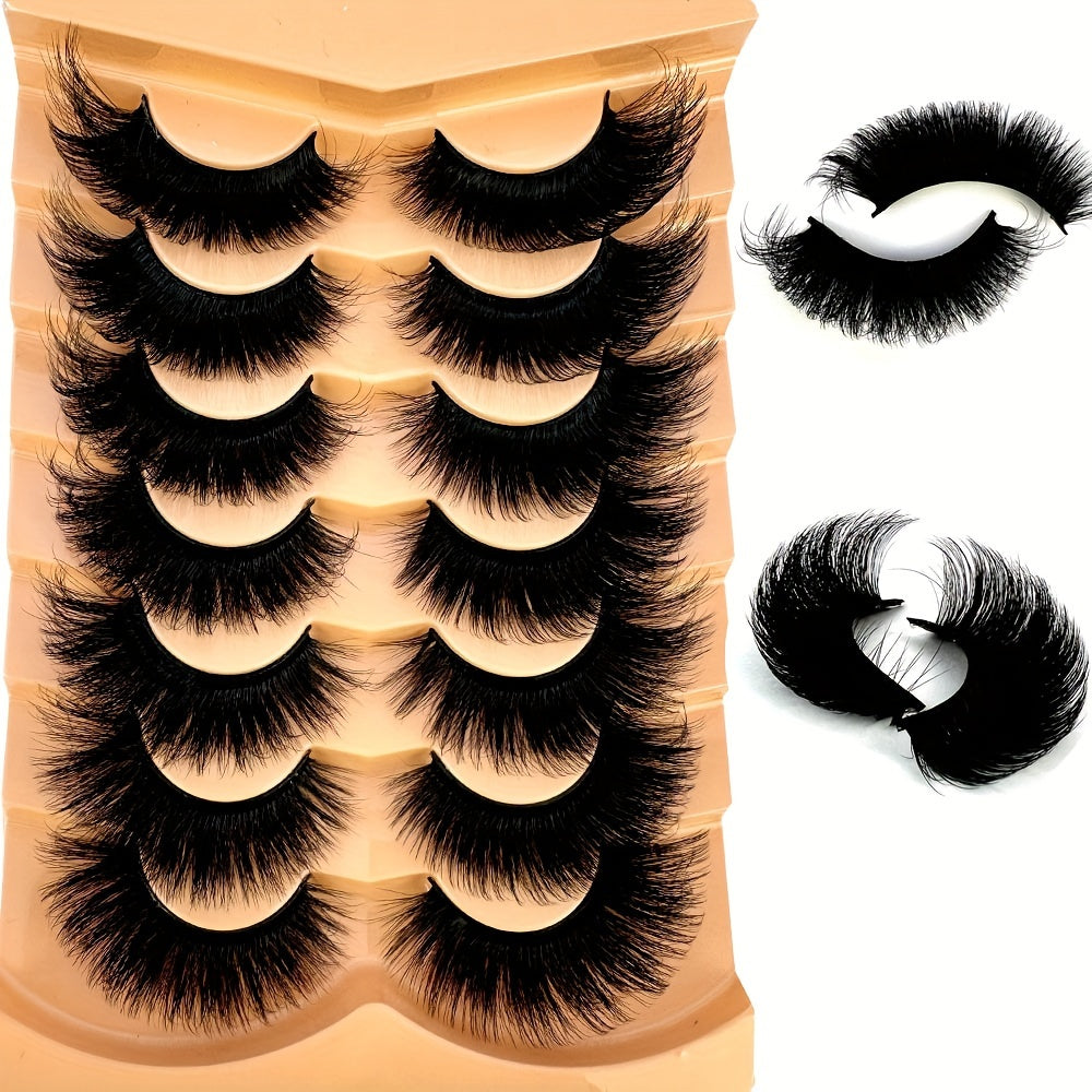 7 Pairs Luxurious Thick and Long Dramatic False Eyelashes | 3D Faux Mink Full Strip Lashes with Realistic Hairs | Easy-to-Apply Design for a Glamorous Makeup Look | Reusable