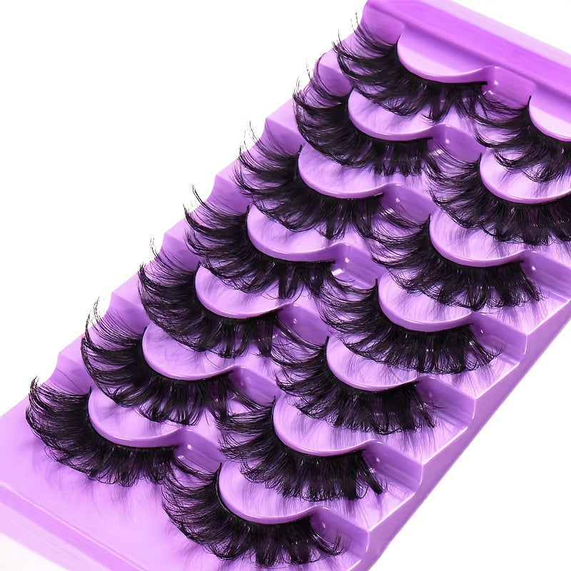 Classic Volume Eyelashes 7 Pairs 3D Thick D Curl False Eyelashes – Fluffy Natural Look with Clear Band, Unscented, Lightweight, Reusable & Easy to Apply