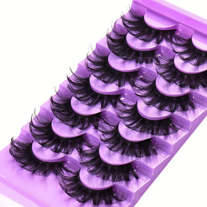 Classic Volume Eyelashes 7 Pairs 3D Thick D Curl False Eyelashes – Fluffy Natural Look with Clear Band, Unscented, Lightweight, Reusable & Easy to Apply