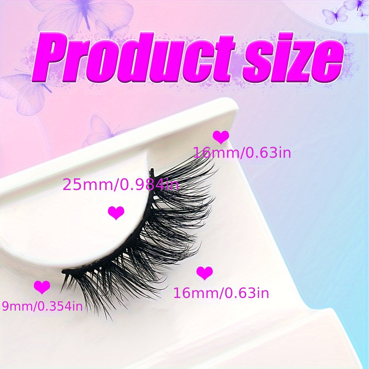 5 Pairs Half Lashes 16mm Natural Look Wispy Cat-Eye Lashes - Fluffy Soft 3/4 Corner Elongated Faux Mink Strip Lashes Set