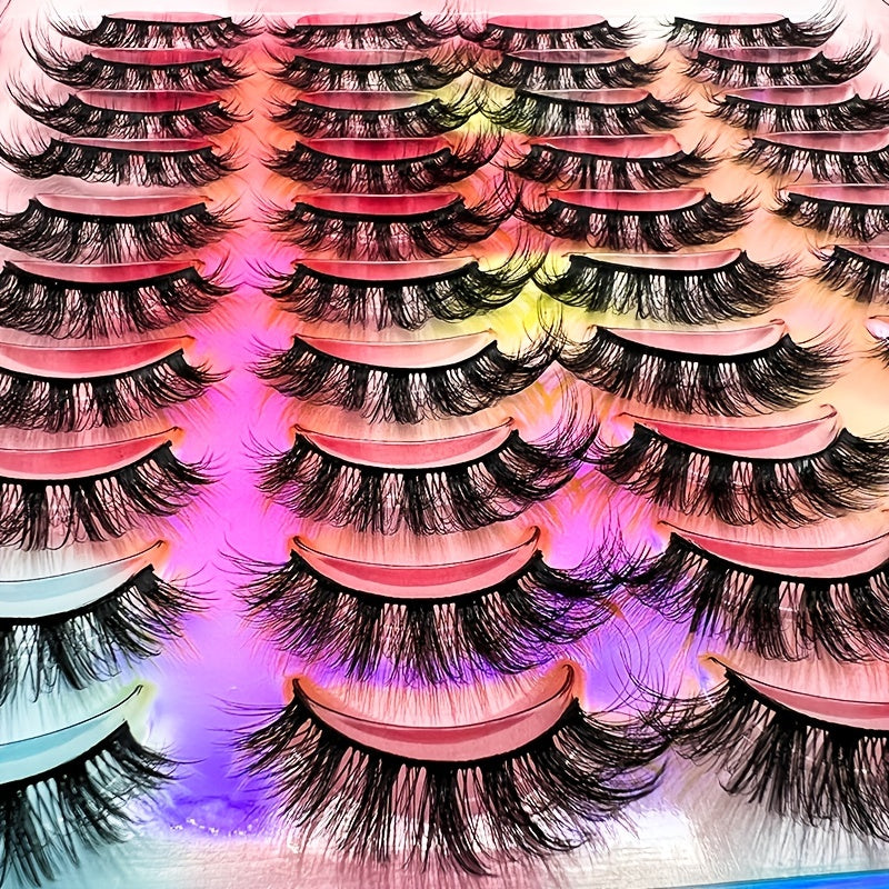 20 Pairs Natural False Eyelashes | 3D Faux Mink Lashes | Long Makeup Extensions | Perfect for Beauty and Valentine's Day Gifts for Women