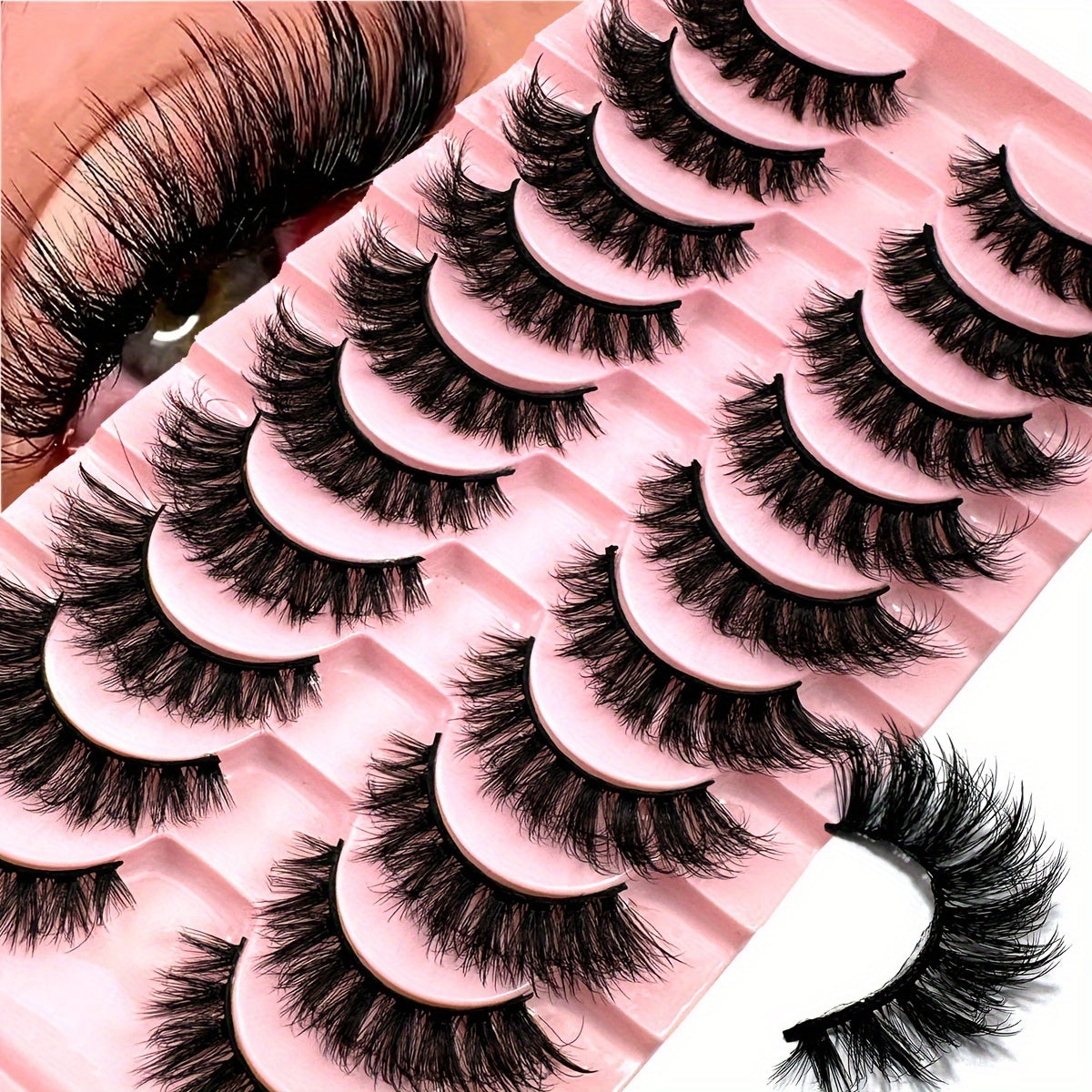 Classic Volume Eyelashes 10 Pairs New Cat Eye Fluffy Faux Mink Lashes - 8D Natural Dramatic Long Thick Curled False Eyelashes, Soft and Lightweight, 3D Russian Curled Eyelashes