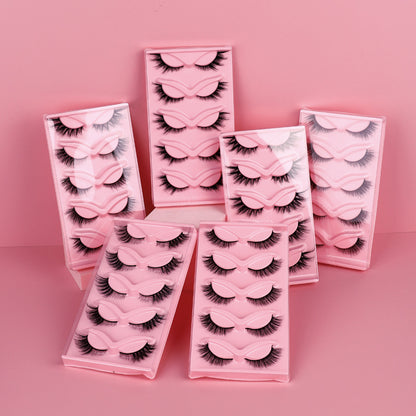 Diagonal Flare 5-Pair Set, Domestic 007 Material, 3D Voluminous, Dramatic Curl, Multi-Layered, One-Piece Eyelashes