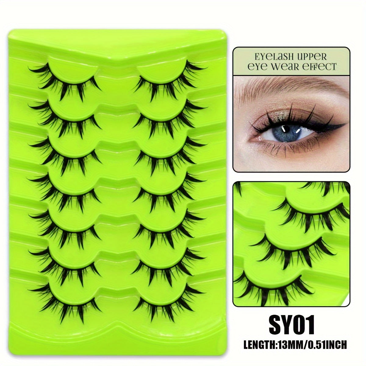 Easy Fan Eyelashes 7 Pairs Manga Lashes - Natural Individual Anime Lashes, Eyelash Extensions for Anime-Inspired Makeup