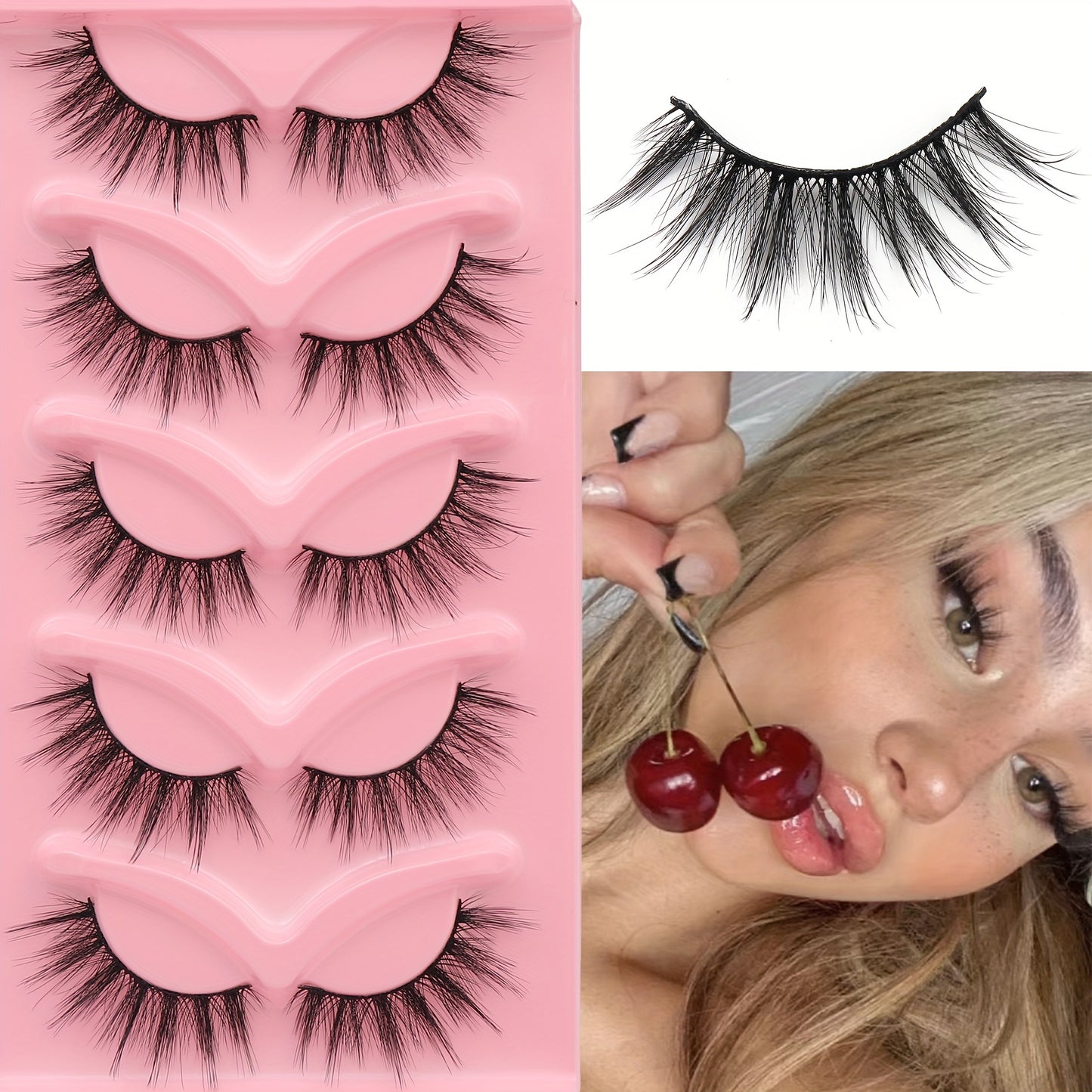 3D Fluffy Natural Look False Eyelashes for Manga & Anime, Reusable, Perfect for Daily & Cosplay Looks