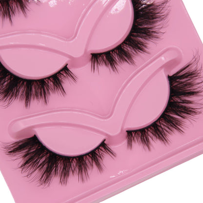 5-Pair Set 3D Cat Eye Fox Style False Eyelashes, Vintage Slanted Fluttering Design, Natural, Dense, Curled, Faux Lashes