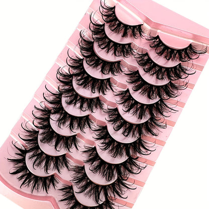 9 Pairs of Luxurious Wispy Fox Eye Lashes - Fluffy Faux Mink, Spiky Tips, and Fairy Cat Eyelashes for a Dramatic Eye Look - Reusable, Soft, and Comfortable False Eyelashes.