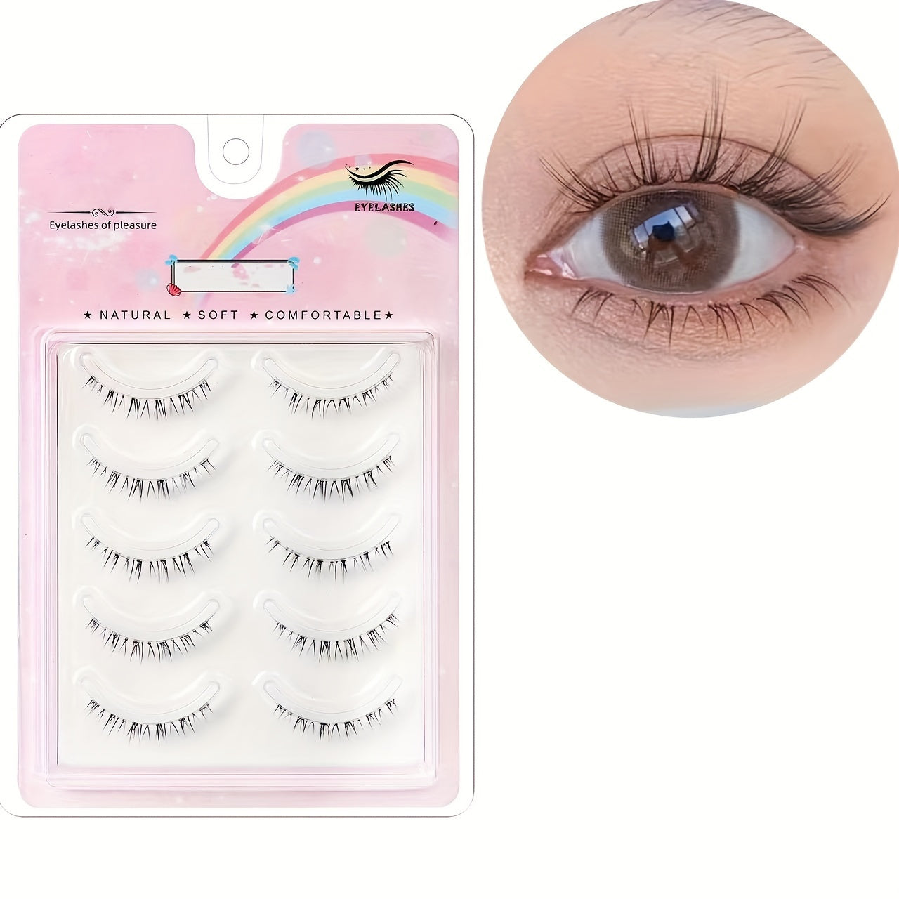 100pcs 5 pairs Soft and Natural Faux Mink Lashes, Short Transparent Root False Eyelashes for a Dramatic Eye Look.