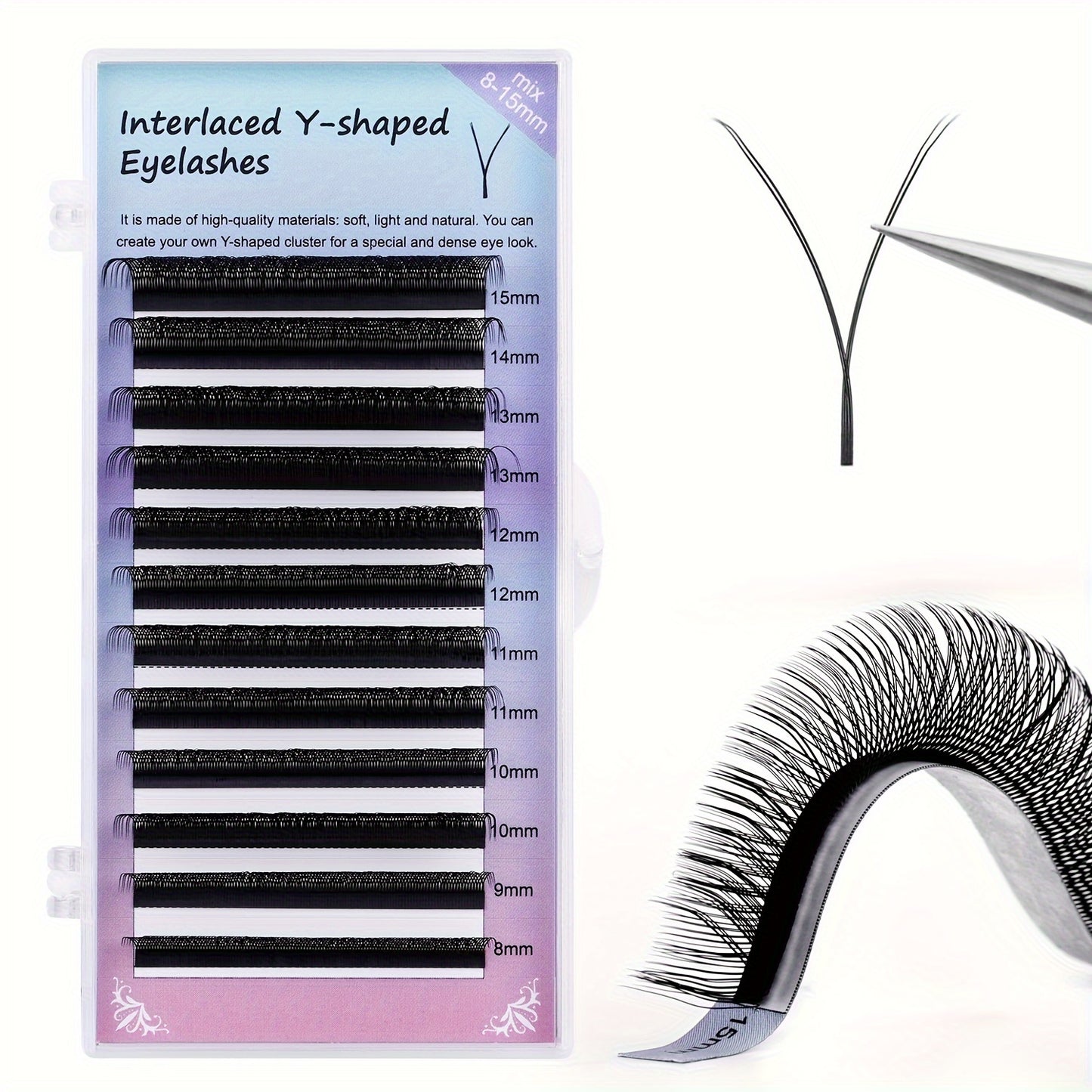 YY Pre-Made Eyelashes 2-Row D-Curl False Eyelashes Kit - Natural Look 0.07mm Thick, Easy to Apply, Variety of Lengths (8-15mm), Perfect for Beginners