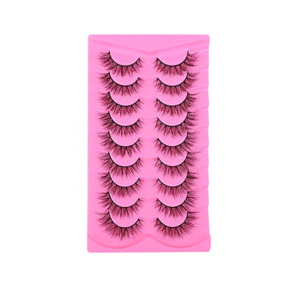 More style 9 Pairs 5D Explosion Style False Eyelashes, Large Capacity, Dense and Curled Self-Extension Lashes, Natural Stiff Stem False Eyelashes