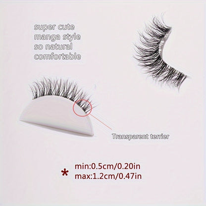 Hypoallergenic Natural Long Flare Fish Tail False Eyelashes - 7 Pairs Transparent Band Soft Faux Lashes for Daily & Date Makeup