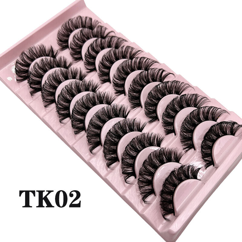 Classic Volume Eyelashes 10 Pairs Russian Strip Lashes Fluffy Faux Mink Lashes 3D False Eyelashes Dramatic Volume Curling Eyelashes Makeup